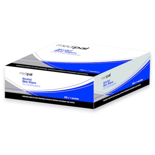 Medipal Alcohol Skin Wipes with 2% Chlorhexidine (5025254001943)